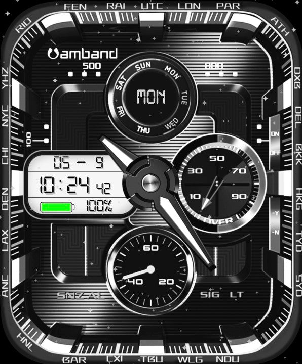 FREE amBand  M1 Watch Face - Black Free Watch Face.Clock File